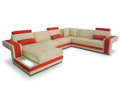 Leren bank Bank Woonlandschap Hoekbank Ontwerp Modern Decoratieve Bank