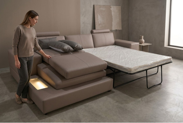 Leder Bank Woonlandschap Hoekbank Ontwerp Moderne Bank L-Vorm