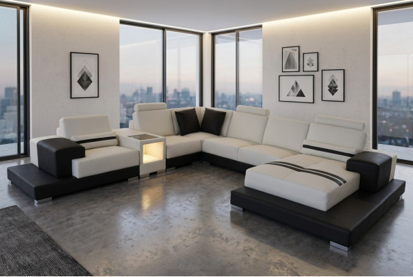 Leren bank Bank Woonlandschap Hoekbank Ontwerp Decoratieve Moderne Bank