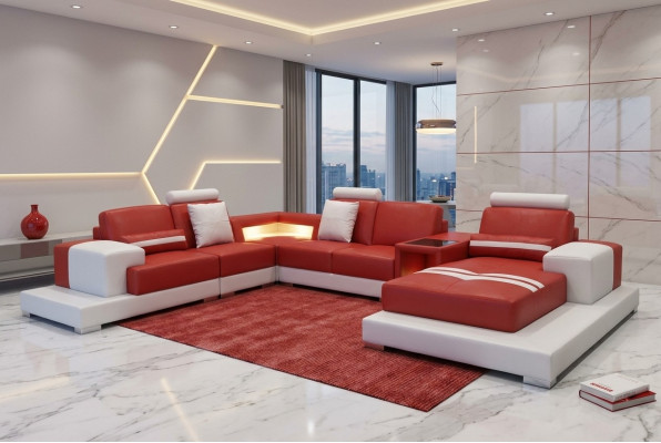 Leren bank Bank Woonlandschap Hoekbank Decoratief Ontwerp Modern Sofa