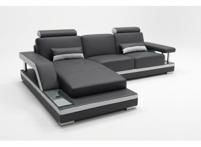 Ledersofa woonlandschap hoekbank ontwerp moderne bank L-vorm.