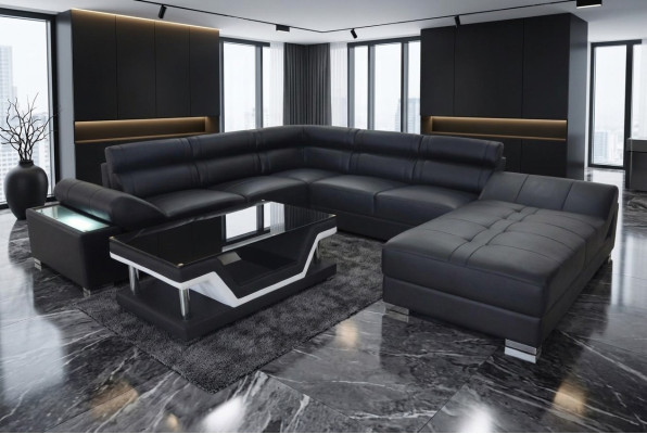 Leren bank bank woonlandschap hoekbank ontwerp modern bank U-vorm