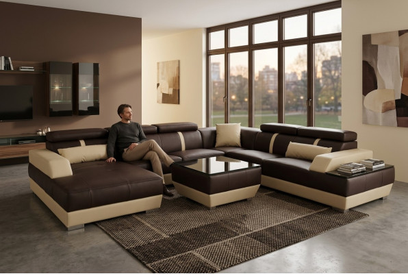 Leren bank woonlandschap hoekbank design modern bank decoratieve U-vorm