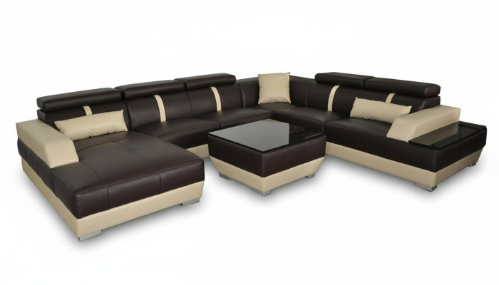 Leren bank woonlandschap hoekbank design modern bank decoratieve U-vorm