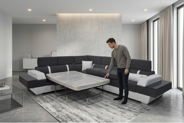 Leren bank bank woonlandschap hoekbank ontwerp Moderne bank L-vorm K5015D