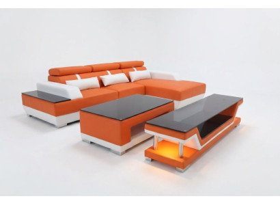 Leren bank woonlandschap hoekbank ontwerp modern sofa L-vorm chaise