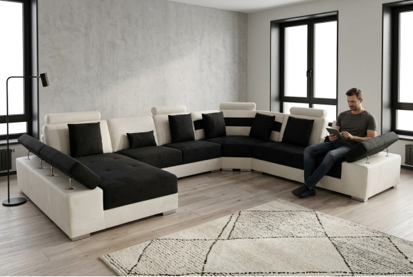 Leren bankstel Bankstel Woonlandschap Hoekbankstel Ontwerp Modern Bank U-vorm K5014 Nieuw