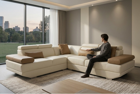 Leren bank Bank Woonlandschap Hoekstel Modern Design Bank Decor L-vorm