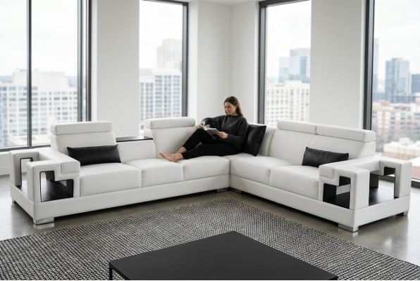 Leren bank Bank Woongebied Hoekbank Ontwerp Modern Bank L-vorm K5001
