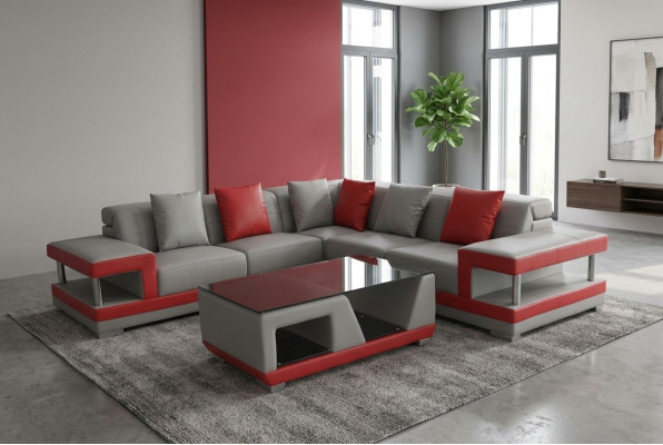 Leren bank bank woonlandschap hoek garnituur decoratie ontwerp modern bankstel L-vorm