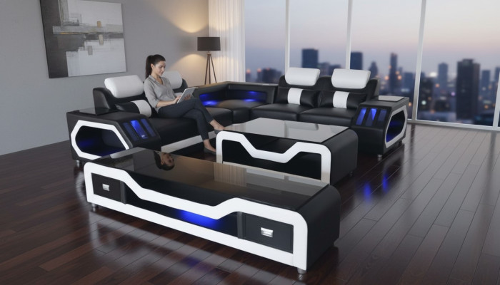 Leren bank Bankstel Woonlandschap Hoekbank Ontwerp Modern Bank L-Vorm G8046