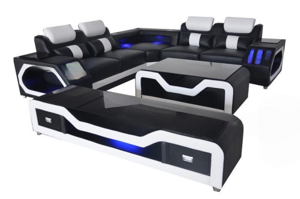 Leren bank Bankstel Woonlandschap Hoekbank Ontwerp Modern Bank L-Vorm G8046