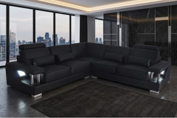 Lederen bank Bank Woonlandschap Hoekdecoratie set Design Modern Bank L-vorm