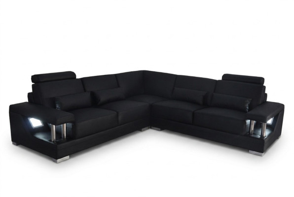 Lederen bank Bank Woonlandschap Hoekdecoratie set Design Modern Bank L-vorm
