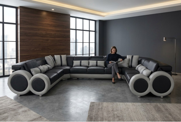 Leren bank bank bekleding hoekbank ontwerp modern hoek U-vorm woonlandschap