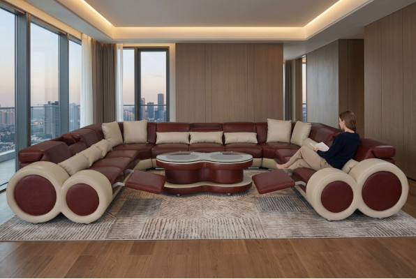 Leren bank Leeflandschap Set Ontwerp Moderne Hoekbank