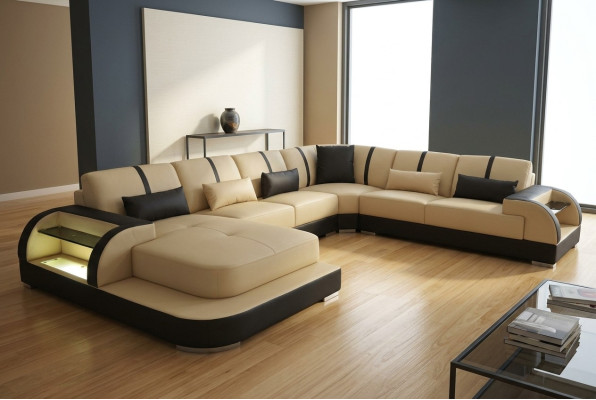 Leder bank kussen zit hoekstel modern design bankstellen woonlandschap U-vorm