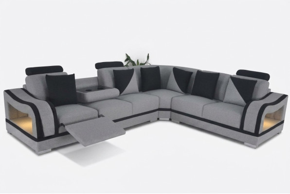 Leren bankstel woonlandschap set - Moderne L-vormige hoekbank.
