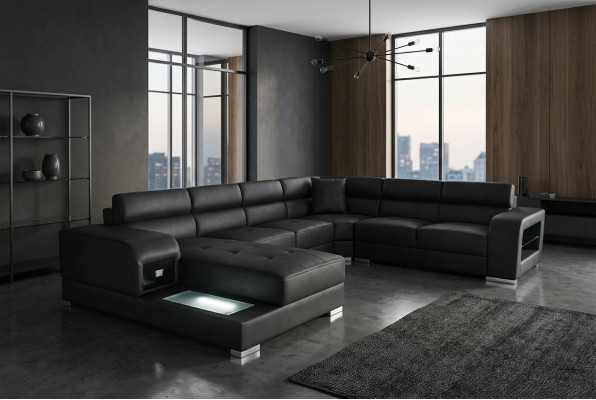 Leren bank woonlandschap set ontwerp modern hoekbank U-vorm G8029
