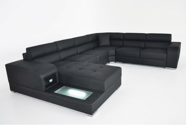 Leren bank woonlandschap set ontwerp modern hoekbank U-vorm G8029