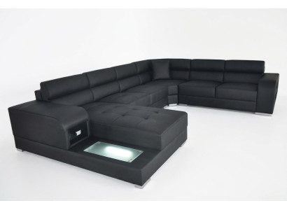 Leren bank woonlandschap set ontwerp modern hoekbank U-vorm G8029
