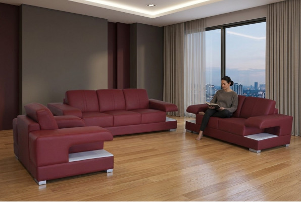 Leren banksstel bank woonlandschap set ontwerp modern bankstel 3+2+1 G8028D.