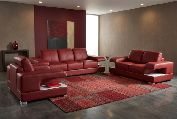 Leren banksstel bank woonlandschap set ontwerp modern bankstel 3+2+1 G8028D.