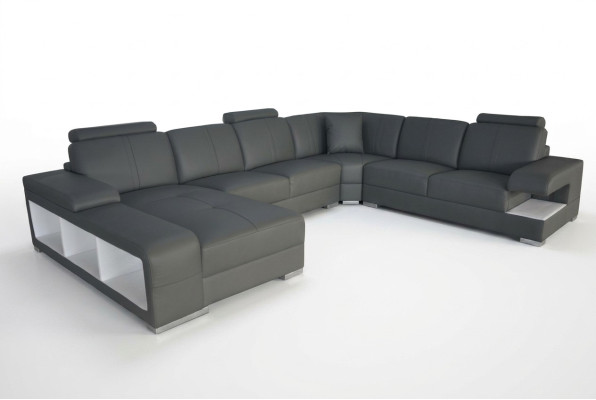 Leren bankstel bank woonlandschap set design moderne hoekbank U-vorm Nieuw G8028