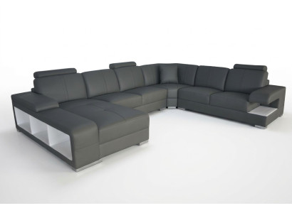 Leren bankstel bank woonlandschap set design moderne hoekbank U-vorm Nieuw G8028