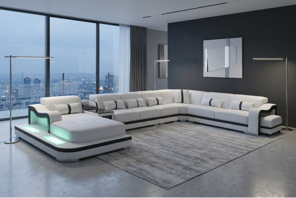 Leder Bank Bekleding Stoel Woonlandschap Ontwerp Modern Hoekbank Sofa U Vorm