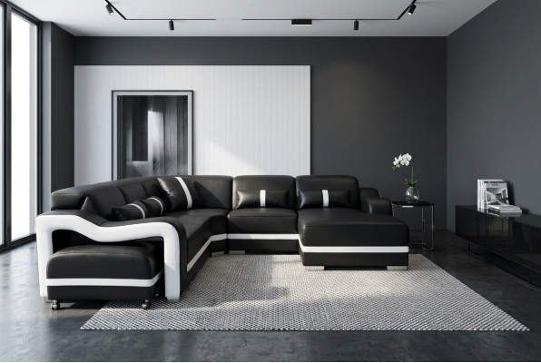 Leren bank bankstel woonlandschap set modern design hoekbank L-vorm Leerbank bankstel woonlandschap set modern ontwerp hoekbank L-vorm