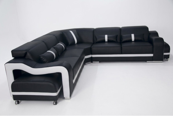 Leren bank bankstel woonlandschap set modern design hoekbank L-vorm Leerbank bankstel woonlandschap set modern ontwerp hoekbank L-vorm