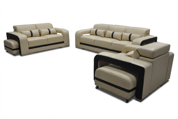 Bankstel van echt leer bank bekleding set 3+2+1 zit compleet set ontwerp nieuw