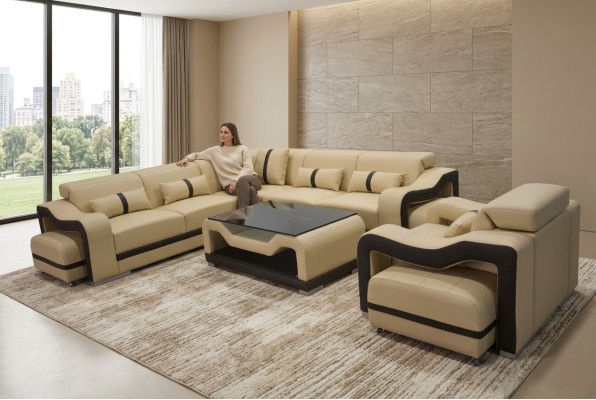 Leder bank bank bekleding hoek suite rtv tafel stoel hoek fauteuil woonlandschap