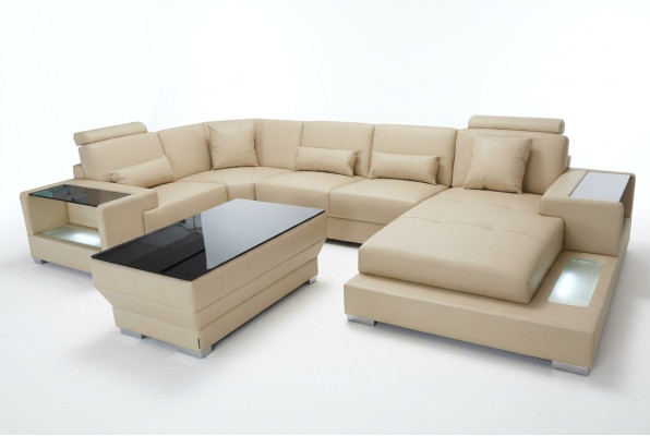 Leren bankstel woonlandschap set design Modern hoekbank U-vorm G8023