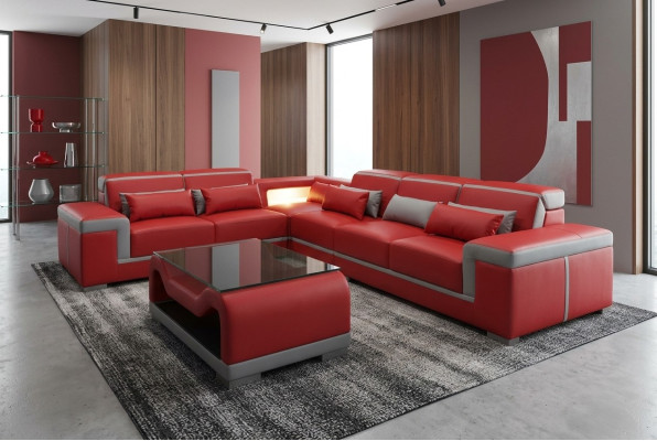 Leder bank Banken Bankhoekbank + Tafel Bankstellen L-vormige woonkamer
