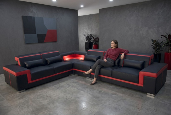 XXL Bank Hoek Leren Bank Woonlandschap Set Design Moderne Bank L-Vorm G8020B  XXL Bank Hoek Leren Bank Woonlandschap Set Design Moderne Bank L-Vorm G8020B