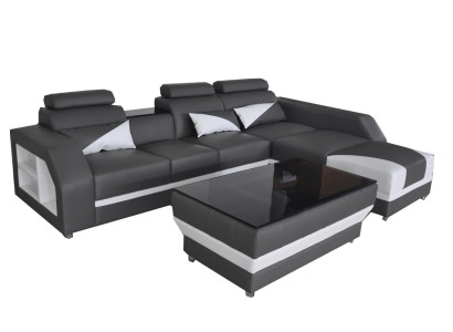Leren hoekbank bank gestoffeerde bank banken bankstellen luxe bankstel + tafel