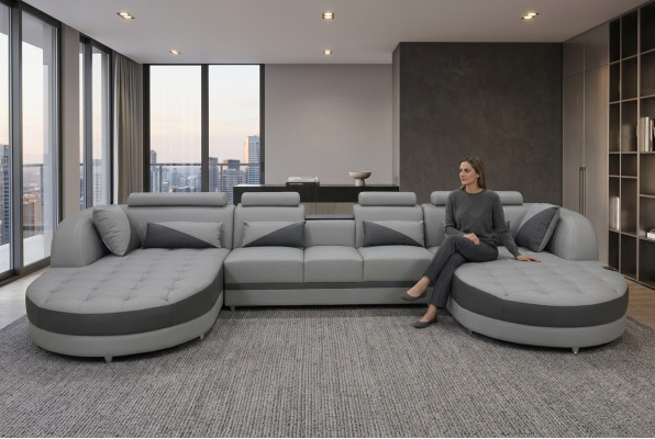 Eckbank Bekleed Bank Zithoek Leren Set U-vormige Woonlandschap