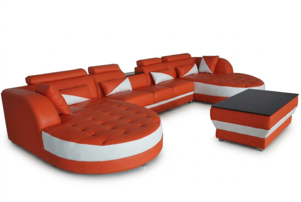 Leder hoekbank hoekwoonlandschap set design Moderne bankstellen U-vorm G8018