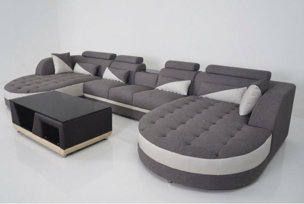 Eckbank bekleding bankstel zitplaats set moderne U-vorm woonlandschap hoekleer