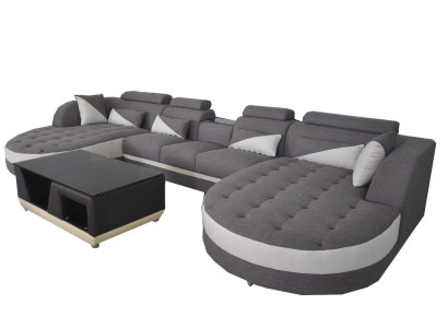 Leren bank Moderne bank Beklede zithoek + Tafel Bankstellen Ziteenheid Hoek Design