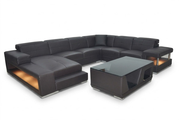 Leren hoekbank woonlandschap set ontwerp modern hoekbank bank U-vorm G8017 Leerhoekbank woonlandschap set ontwerp moderne hoekbank bank U-vorm G8017