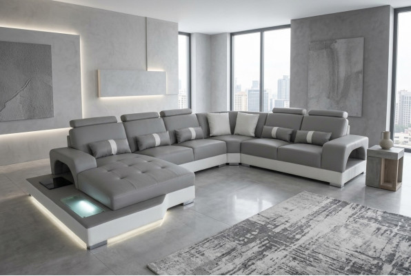 Leren hoekbank hoekwoonlandschap set design moderne bank
