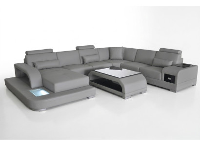 Hoekbank gestoffeerde bank zithoek leren set moderne U-vorm