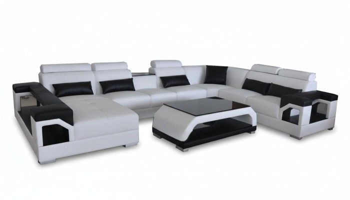 Leren bank Moderne zitbank Bekleding Ontwerp Woonlandschap + Tafel Hoek