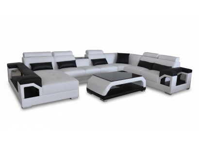 Leren bank Moderne zitbank Bekleding Ontwerp Woonlandschap + Tafel Hoek