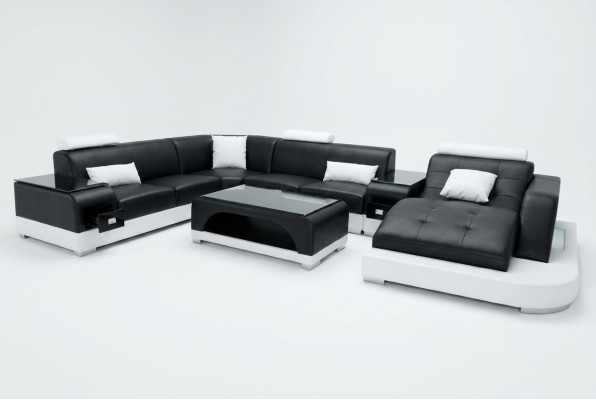 Leder Hoekbank Hoek Woonlandschap Set Ontwerp Modern Bank Banken U-vorm G8009