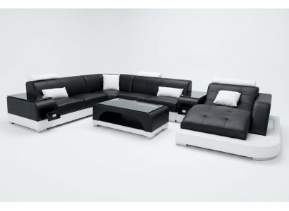 Leder Hoekbank Hoek Woonlandschap Set Ontwerp Modern Bank Banken U-vorm G8009