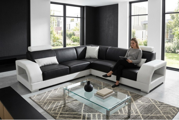 XXL Bank Hoekbank Leer Woonlandschap Set Design Modern Bank L-vorm G8001B  XXL Bank Hoekbank Leren Woonlandschap Set Design Moderne Bank L-vorm G8001B
